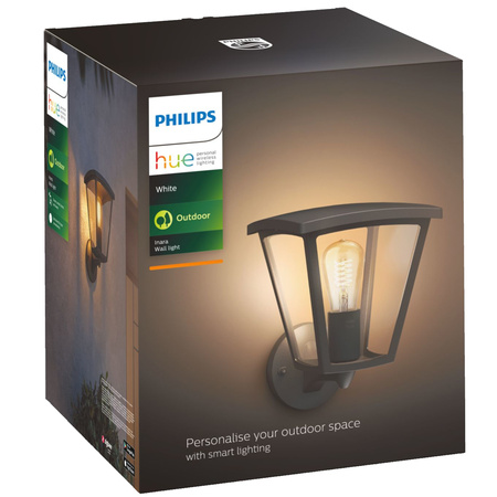 Lampa Ogrodowa LED Kinkiet Elewacyjny INARA E27 IP44 Latarnia do Góry Czarna PHILIPS HUE