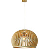 Lampa Wisząca Oprawa E27 Drewniany klosz z chromowym wykończeniem okrągła 44x28cm VT-4280 V-TAC