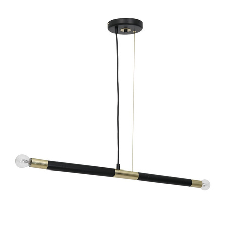 Lampa wisząca BASTONE 2xE14 Prosta Forma Minimalistyczna Czarna Złota MLP6563 Milagro Metal