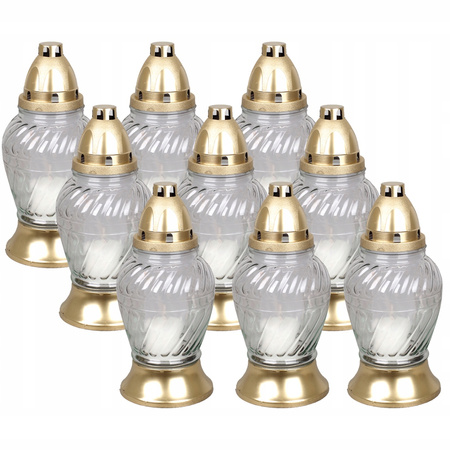 9x Znicz Szklany na Wkład 28h Całoroczny na Grób 24,5cm