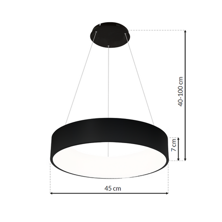 Lampa wisząca OHIO 24W LED Czarna Obręcz Minimalistyczna MLP6358 Milagro Metal + Akryl