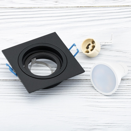 Oprawa HALOGENOWA Podtynkowa Ruchoma GU10 MR16 Kwadrat Czarna CASSIO LUMILED + Żarówka LED GU10 6W = 60W 580lm Neutralna