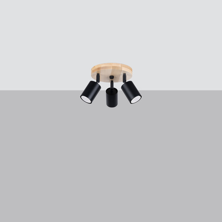 Lampa Sufitowa Oprawa Natynkowa SPOT TUBA Reflektor 3x GU10 Punktowa Ruchoma Plafon Tubularna Czarna Brązowa Skandynawska Verdo Sollux