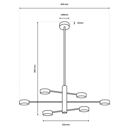 Lampa Sufitowa Wisząca LED 6x GX53 Żyrandol Reflektor Czarna OVILO LUMILED