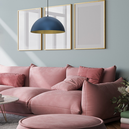 Lampa Wisząca Sufitowa BETA Granatowa Niebieska Złota 1xE27 45cm Milagro