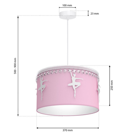 Lampa wisząca BALETNICA 1xE27 Dziewczęca Baletnica Różowa MLP4974 Milagro Metal + Tkanina + Kryształki