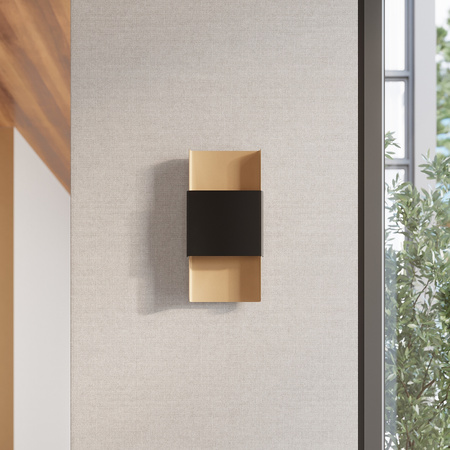 Lampa Ścienna Kinkiet 2x G9 Prostokątna Złota Czarna Nowoczesna Durlin Sollux