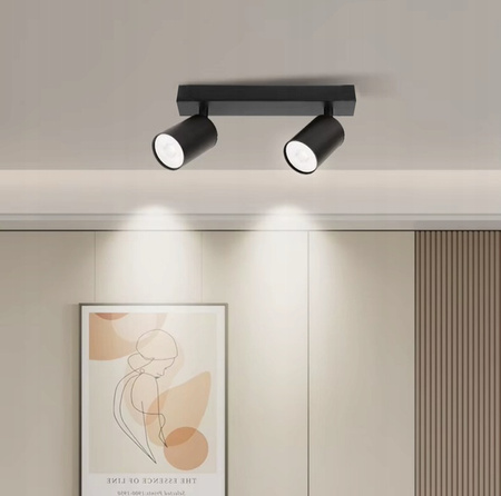 Kinkiet Spot Reflektor LED Lampa Sufitowa Natynkowa BLACK Czarna Nowoczesna 2xGU10