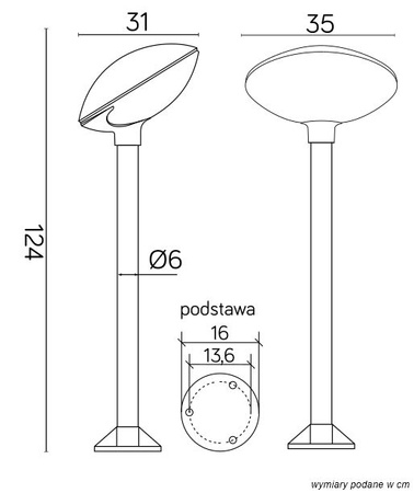 Lampa Ogrodowa Zewnętrzna Stojąca SŁUPEK TAO 2 E27 124cm Su-Ma
