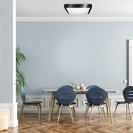 Plafon LED Lampa Sufitowa 41cm 2x E27 Czarna Kwadratowa + 2x Żarówka LED 10W 4000K Lumiled