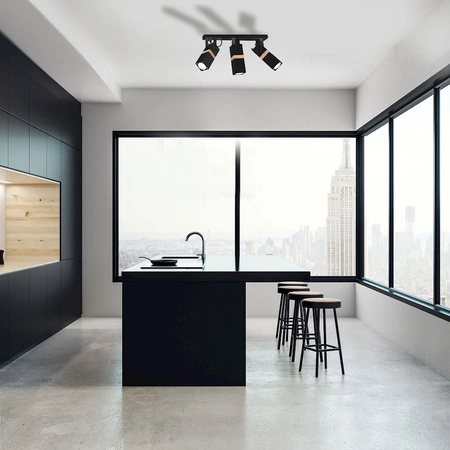 Lampa sufitowa w stylu skandynawskim loft czarna MiLAGRO VIDAR 3x GU10 Metal + drewno