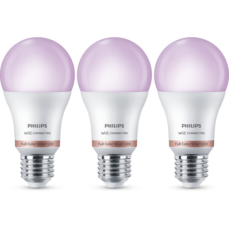3x Żarówka LED E27 A60 8.8W = 60W 806lm 2200-6500K RGB + TW Inteligentna SMART WiFi Bluetooth Aplikacja WiZ Philips