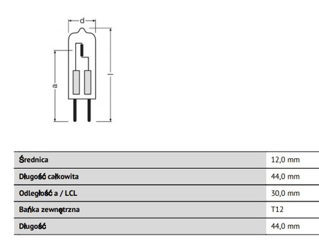 Żarówka Halogenowa KAPSUŁKA GY6.35 50W 910lm 12V 2950K OSRAM