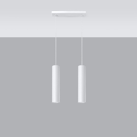 Lampa Sufitowa Wisząca Zwis 2x GU10 Tubularna Biała Nowoczesna Lagos Sollux