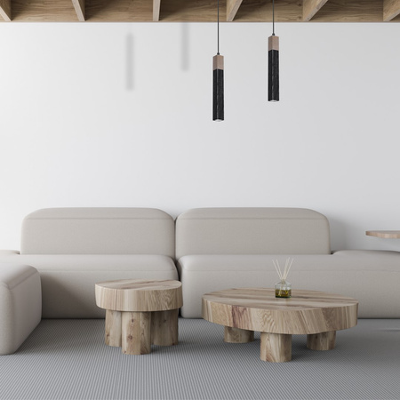 Lampa Wisząca Sufitowa SOLO SAWN Czarna Patyna Drewniana 1x mini GU10 Milagro