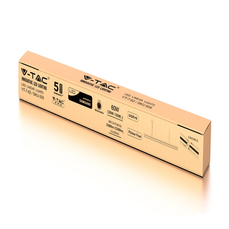 Oprawa LED Liniowa 60W 4000K Wisząca Srebrna Ściemnialna Samsung Chip VT-7-62 V-TAC - 5 Lat Gwarancji