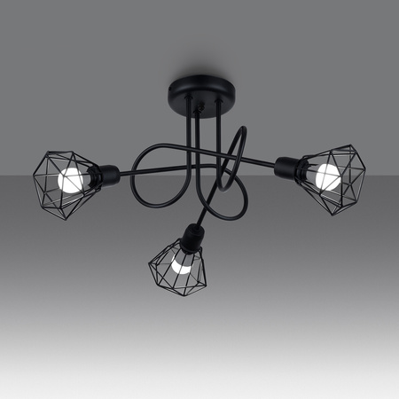 Lampa Sufitowa Wisząca 3x E14 Żyrandol Geometryczna Geometryczna Czarna Nowoczesna Artemis Sollux