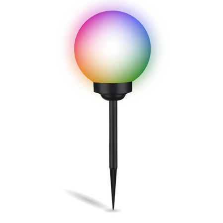 Lampa Solarna Ogrodowa LED ATRIS Wbijana Naziemna Biała Kula 25cm RGB LUMILED