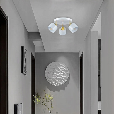 Lampa Sufitowa Spot Tuba Reflektor Oprawa Halogenowa 3x E27 Ruchomy Biały Złoty Elza Masterled