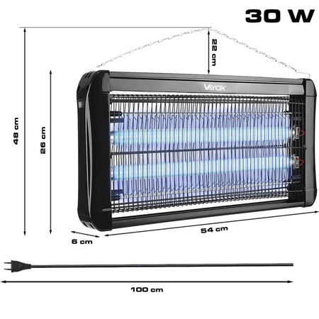 Lampa Pułapka Owadobójcza na Komary Muchy Światło UV IK-30W VAYOX