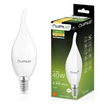 Żarówka LED E14 BA35 5W = 40W 470lm 3000K Ciepła 180° LUMILED