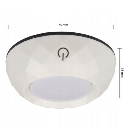 2x Lampka Podszafkowa LED Samoprzylepna Okrągła na Baterie 4000K 3xAAA Biała