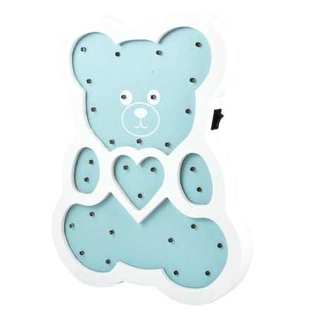 Lampka drewniana nocna dekoracyjna MIŚ NIEBIESKI LED ciepła GOLDLUX (Polux) lampka dla dzieci