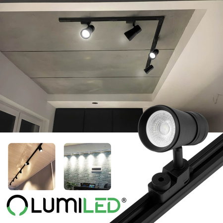 Reflektor Szynowy GU10 Czarny AURA Lampa do Szynoprzewodów Jednofazowych