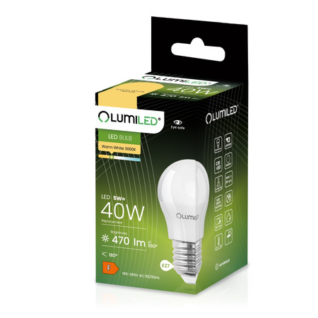 Żarówka LED E27 Kulka P45 5W = 40W 470lm 3000K Ciepła 180° LUMILED
