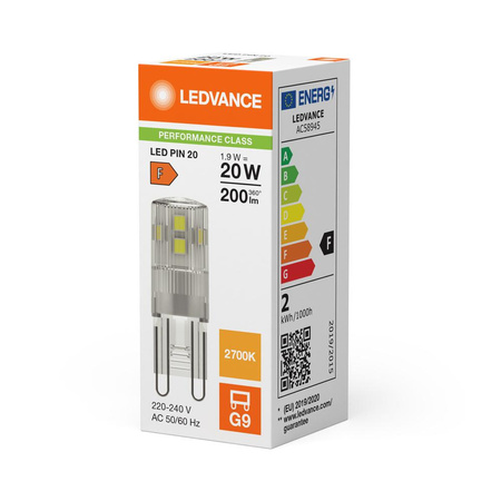 Żarówka LED Kapsułka G9 1.9W = 20W 200lm 2700K Ciepła 300° Ledvance
