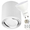 Oprawa Natynkowa HALOGENOWA Aluminiowa Chrom SPOT TUBA 8,4cm + Żarówka LED GU10 8W 4000K Lumiled