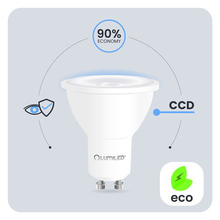 10x Żarówka LED GU10 Reflektor PAR16 5,2W = 55W 720LM 6500K Zimna 38° LUMILED