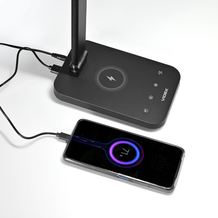 Lampka Biurkowa LED 18W 700lm 6500K Zimna Czarna Ściemnialna Videx