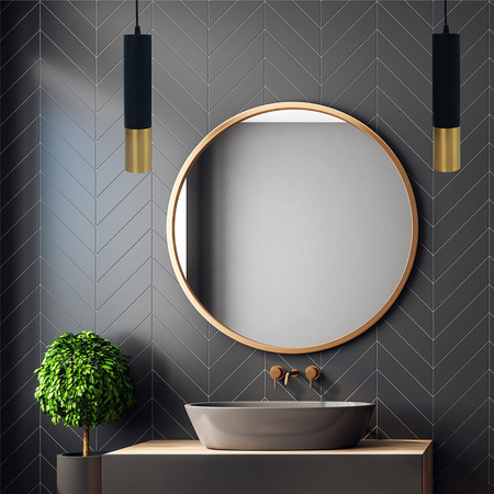 Lampa Wisząca Sufitowa 1xGU10 CIRUS Zwis Tuba Czarna-Złota 29cm