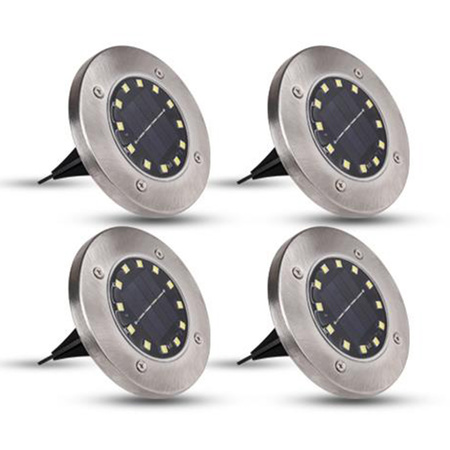 Zestaw 4x Lampka Ogrodowa 12x LED SOLARNA DOGRUNTOWA Wbijana IP54