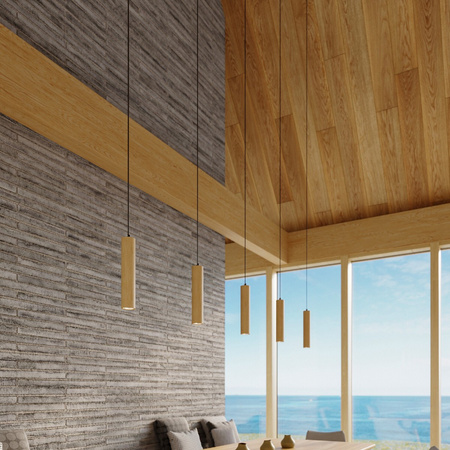 Lampa Sufitowa Wisząca Zwis GU10 Tubularna Brązowa Skandynawska Lino Sollux