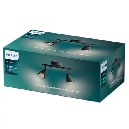 Lampa Sufitowa Reflektor Natynkowy 2x GU10 Czarna Cleft Philips