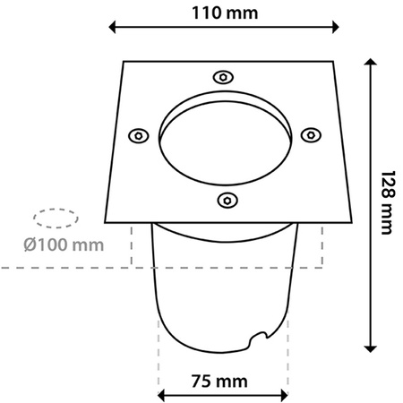 Oprawa Najazdowa Lampa Dogruntowa Wpuszczana GU10 IP65 IK09 Kwadrat CATIO 2 LUMILED