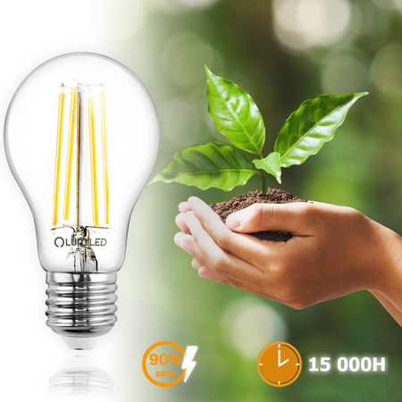 Żarówka LED E27 A60 7W = 60W 806lm 3000K Ciepła 360° FILAMENT LUMILED