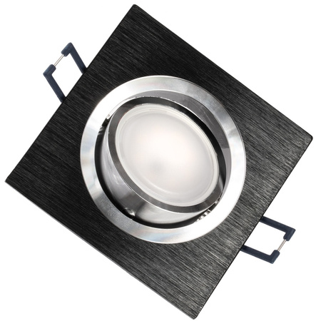 Oprawa HALOGENOWA Podtynkowa Ruchoma Kwadratowa Czarna Szczotkowana GU10