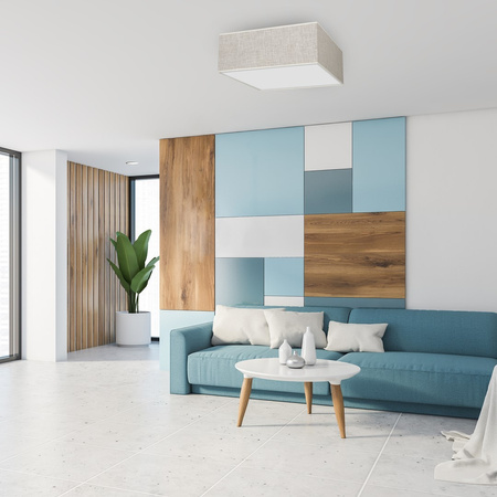 Plafon LED Lampa Sufitowa LINO Biała Lniana 3xE27 Kwadratowa Milagro