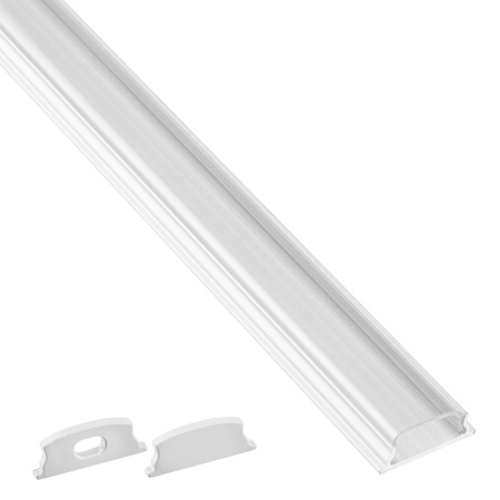 Profil Aluminiowy do LED KM34 Srebrny Natynkowy 2m + Przesłona przezroczysta + Zaślepki