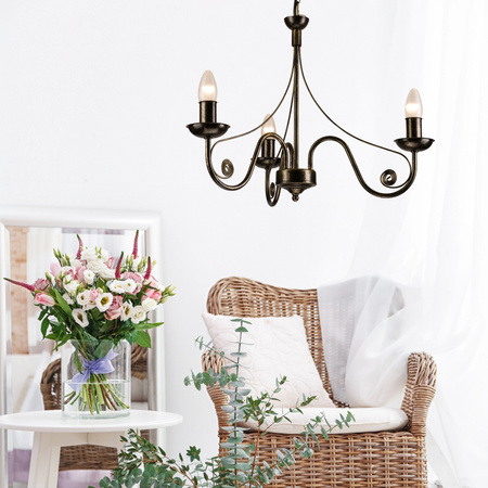 Lampa Wisząca Sufitowa DONATO 3xE14 Żyrandol Czarna Klasyczna LM-3.29 Lamkur