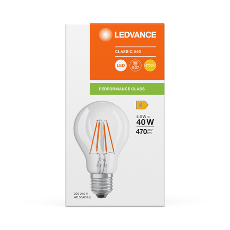 Żarówka LED A60 E27 4W = 40W 470lm 2700K Ciepła Biała FILAMENT LEDVANCE