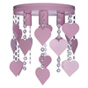 Lampa dziecięca sufitowa fioletowa Żyrandol Serduszka CORAZON 3x E27 Metal i kryształki Milagro
