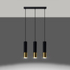 Lampa Sufitowa Oprawa Natynkowa SPOT TUBA 3x GU10 Wisząca Zwis Tubularna Czarna Złota Nowoczesna Loopez Sollux