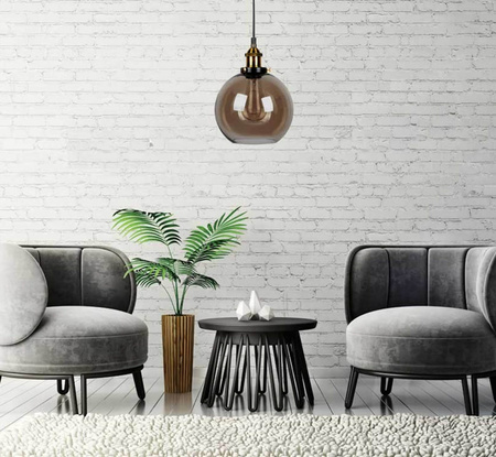 Lampa Wisząca Grafitowo-Złota E27 Sufitowa Zwis Szklany Klosz Nowoczesna