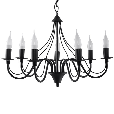 Lampa Sufitowa Wisząca Żyrandol 7x E14 Żyrandol Nieregularna Czarna Nowoczesna Minerwa Sollux