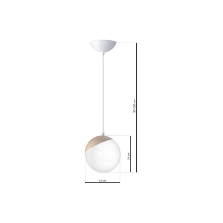 Lampa wisząca SFERA 1xE14 Białe Kule Drewniane Detale MLP5424 Milagro Metal + Drewno + Szkło