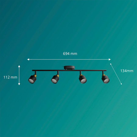 Lampa Sufitowa Reflektor 4x GU10 Czarna-Miedziana Niall Philips